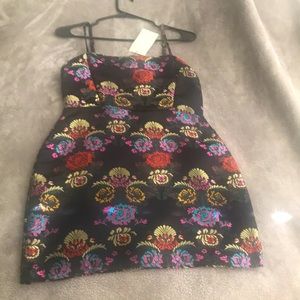 Zara multi colored jacquard mini dress